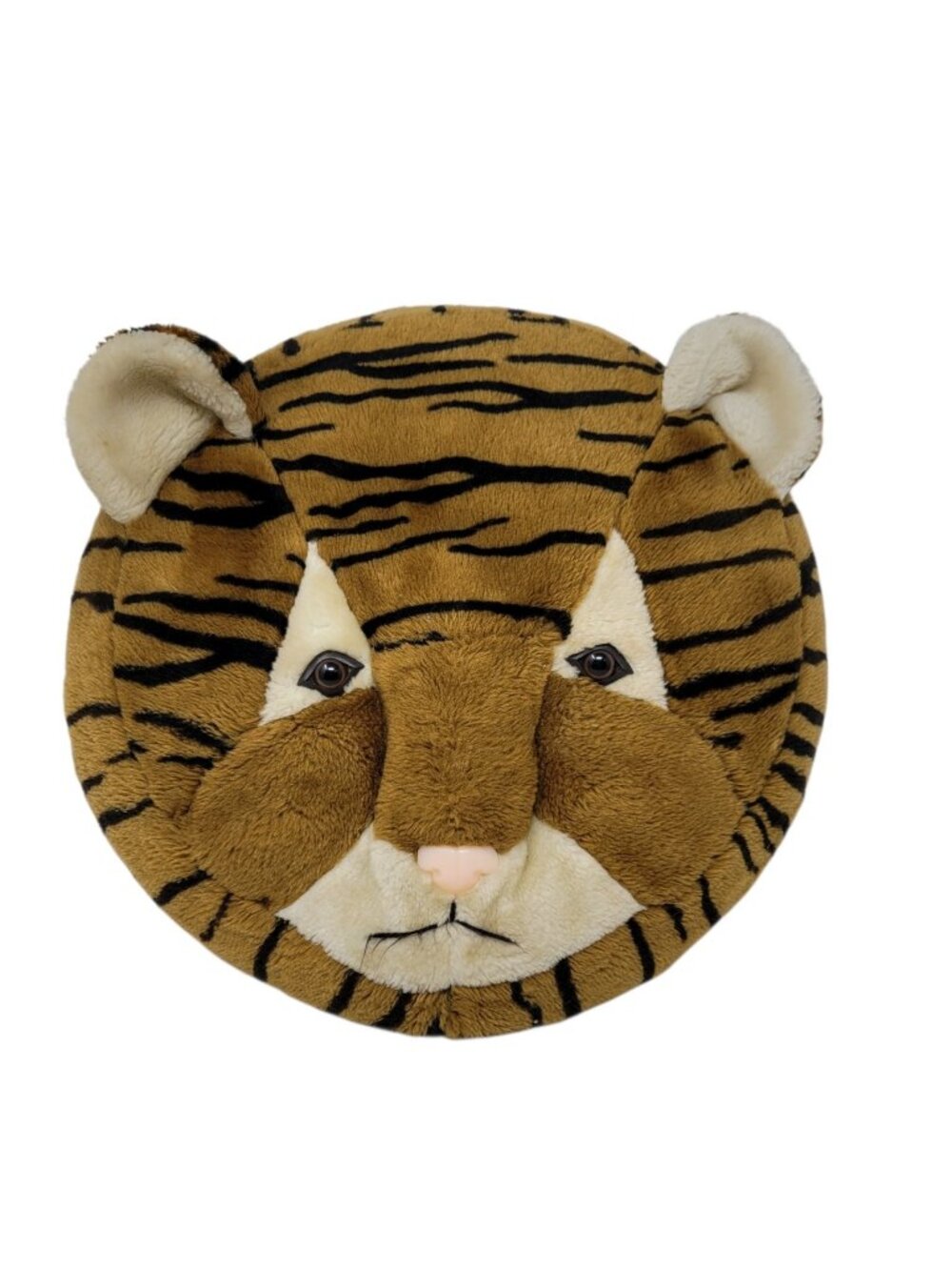 Vintage 90s Tiger Round Plush Throw Pillow 14" Stuffed Animal Zoo Fuzzy